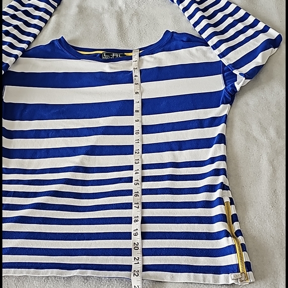 LRL Lauren Active Royal Blue Striped Sweatshirt - Picture 10 of 11